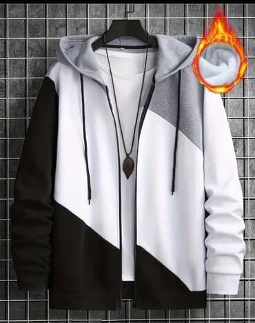 Üç rəngli blok dizaynlı, fermuarlı və kapüşonlu kişi jaketi. Jaket lalafo.az -da Üç rəngli blok dizaynlı, fermuarlı və kapüşonlu kişi jaketi. Jaket