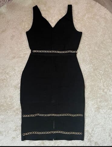 Qara kokteyl donu – zəncir detallar ilə - Rəng: dərin qara - Siluet lalafo.az -da Qara kokteyl donu – zəncir detallar ilə - Rəng: dərin qara - Siluet