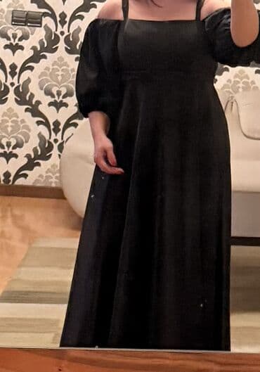 Qara rəngli qadın paltarı - Model: A-kəsimli, uzun (maxi) paltar - lalafo.az -da Qara rəngli qadın paltarı - Model: A-kəsimli, uzun (maxi) paltar -