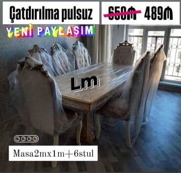 Qonaq otağı üçün, Açılmayan, Dördbucaq masa, 6 stul lalafo.az -da Qonaq otağı üçün, Açılmayan, Dördbucaq masa, 6 stul