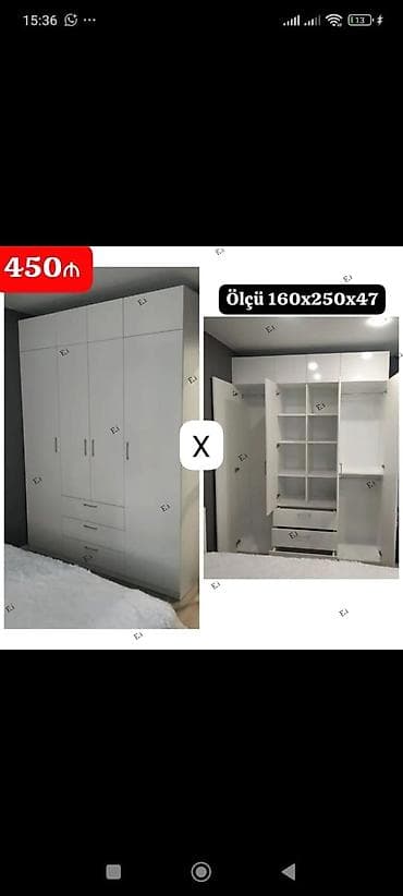 Ağ rəngli çoxfunksiyalı paltar dolabı - Ölçü: 160 x 250 x 47 sm - lalafo.az -da Ağ rəngli çoxfunksiyalı paltar dolabı - Ölçü: 160 x 250 x 47 sm -