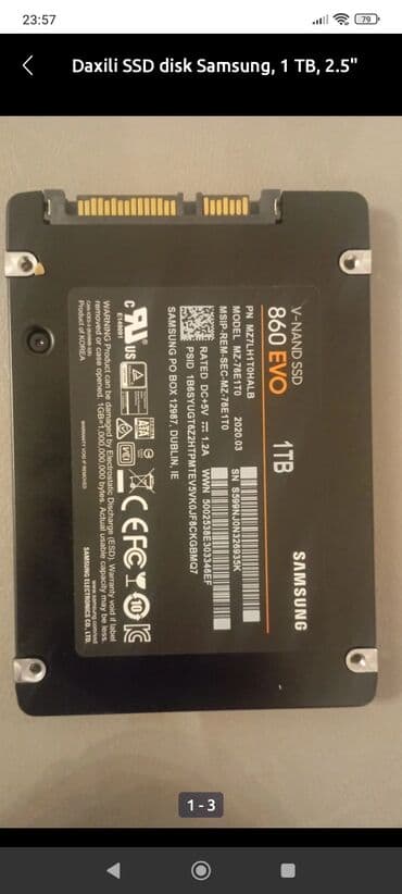 Daxili SSD disk Samsung, 1 TB, 2.5" lalafo.az -da Daxili SSD disk Samsung, 1 TB, 2.5"