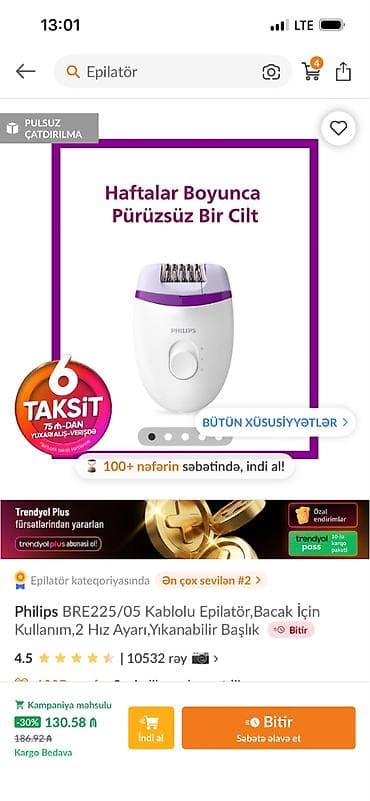 Trendyoldan 130a alınıb 50ye satılır 1defe istifade olunub yenidir tam lalafo.az -da Trendyoldan 130a alınıb 50ye satılır 1defe istifade olunub yenidir tam