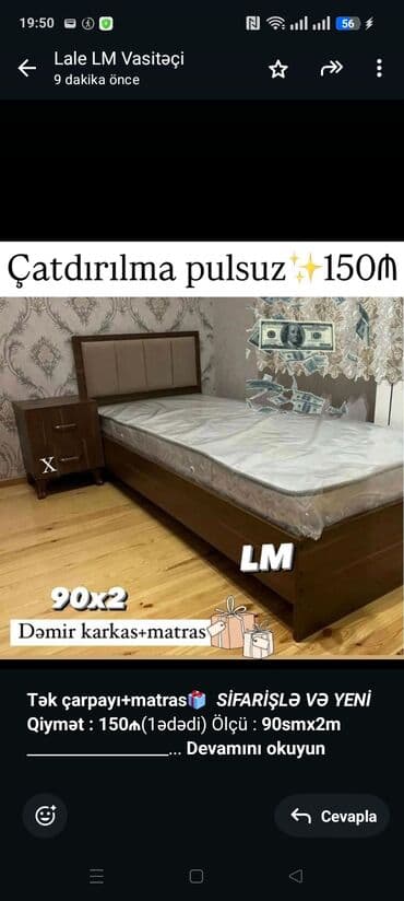 Təknəfərlik çarpayı lalafo.az -da Təknəfərlik çarpayı