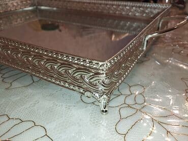 Сушилки: Gümüşü rəngdə, güzgü səthli dəbdəbəli servis sini/tray - Material at lalafo.az — 4 Сушилки: Gümüşü rəngdə, güzgü səthli dəbdəbəli servis sini/tray - Material — 4