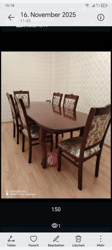 Qonaq otağı üçün, İşlənmiş, Açılmayan, Oval masa, 6 stul lalafo.az -da Qonaq otağı üçün, İşlənmiş, Açılmayan, Oval masa, 6 stul