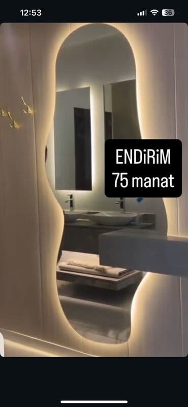 Güzgü Divar üçün, Dekorativ, Arxa işıqlı lalafo.az -da Güzgü Divar üçün, Dekorativ, Arxa işıqlı