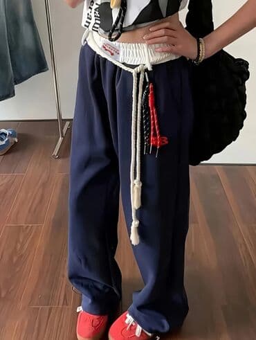 Geniş kəsimli unisex şalvar - Rəng: tünd göy (lacivərt) - Yüksək bel lalafo.az -da Geniş kəsimli unisex şalvar - Rəng: tünd göy (lacivərt) - Yüksək bel