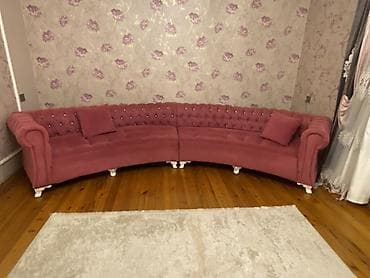Угловой диван, Б/у, Нераскладной, Велюровая ткань at lalafo.az Угловой диван, Б/у, Нераскладной, Велюровая ткань