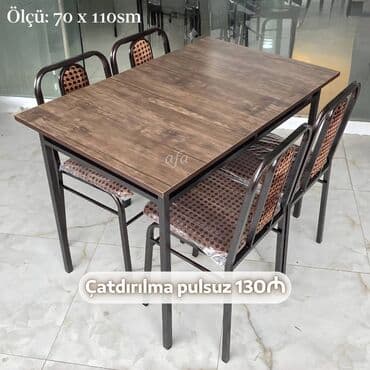 Restoran, kafe, bağ, mətbəx və s üçün masa desti Masa + 4 Stul 130 azn lalafo.az -da Restoran, kafe, bağ, mətbəx və s üçün masa desti Masa + 4 Stul 130 azn