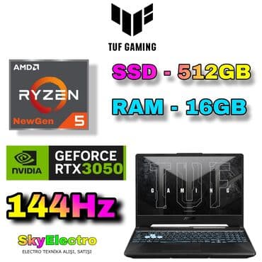 SkyElectro: Yeni ASUS TUF Gaming, 15.6 ", AMD Ryzen 5, 512 GB, Ünvandan götürmə, Pulsuz çatdırılma, Ödənişli çatdırılma lalafo.az -da SkyElectro: Yeni ASUS TUF Gaming, 15.6 ", AMD Ryzen 5, 512 GB, Ünvandan götürmə, Pulsuz çatdırılma, Ödənişli çatdırılma