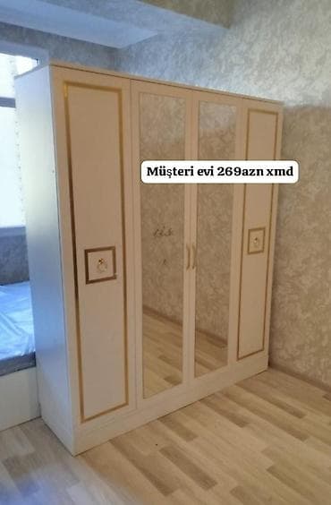 Dörd qapılı paltar şkafı – güzgülü model - Ön hissə: 2 ədəd boy lalafo.az -da Dörd qapılı paltar şkafı – güzgülü model - Ön hissə: 2 ədəd boy
