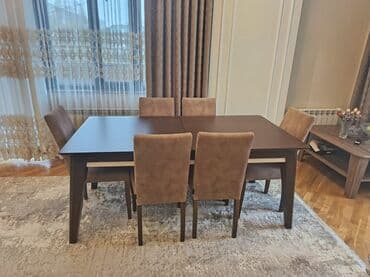Qonaq otağı üçün, Açılan, Dördbucaq masa, 6 stul lalafo.az -da Qonaq otağı üçün, Açılan, Dördbucaq masa, 6 stul