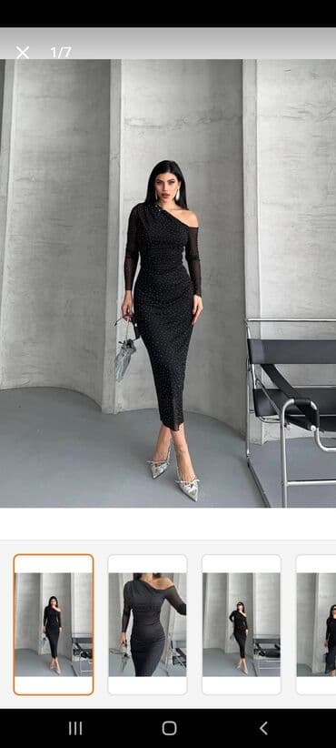 Qara, bir çiyin açıq, bədənə oturan ziyafət paltarı - Model lalafo.az -da Qara, bir çiyin açıq, bədənə oturan ziyafət paltarı - Model