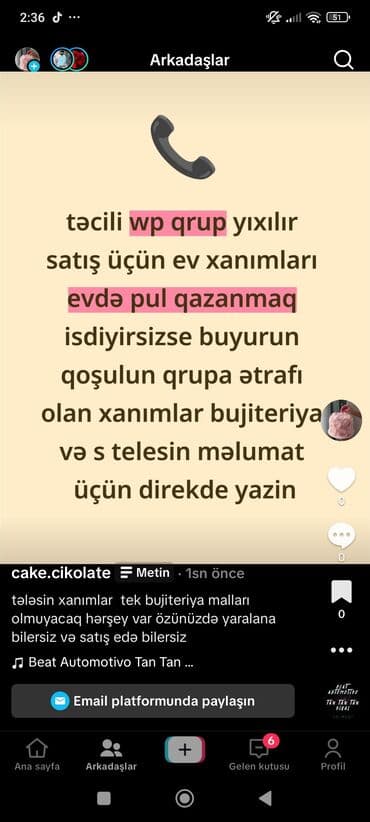 Xanımlar üçün onlayn satış qrupu – evdən pul qazanmaq imkanı Təsvir lalafo.az -da Xanımlar üçün onlayn satış qrupu – evdən pul qazanmaq imkanı Təsvir