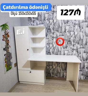 Məhsul: Künc iş masası ilə rəf və şkaf kombini Ölçü: 150 x 150 x 55 lalafo.az -da Məhsul: Künc iş masası ilə rəf və şkaf kombini Ölçü: 150 x 150 x 55