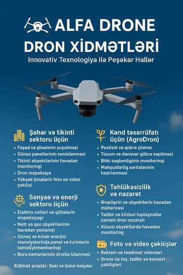 🚁 Dron Xidmətləri – İnnovativ Texnologiya ilə Peşəkar Həllər Müasir lalafo.az -da 🚁 Dron Xidmətləri – İnnovativ Texnologiya ilə Peşəkar Həllər Müasir