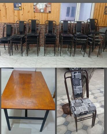 40 eded stul.10 eded masa. Masalar demir profilden hazirlanib ustu lalafo.az -da 40 eded stul.10 eded masa. Masalar demir profilden hazirlanib ustu