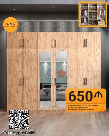 Açılan, 6 qapı Düz dolab, Qarderob, paltar dolabı lalafo.az -da Açılan, 6 qapı Düz dolab, Qarderob, paltar dolabı