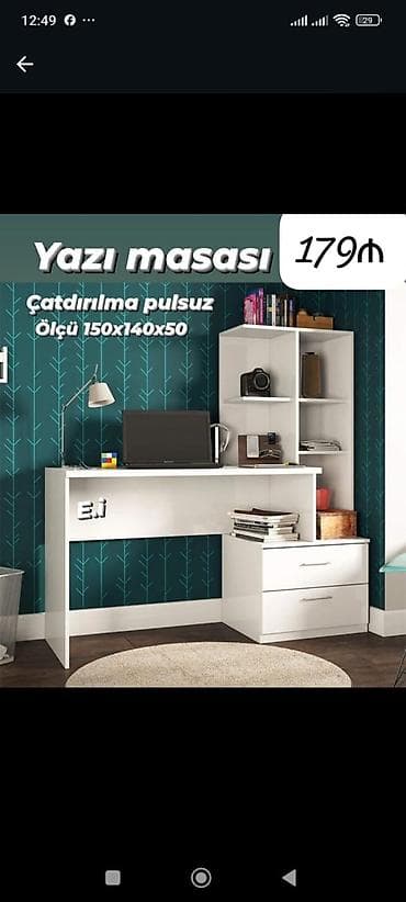 Məhsul: Yazı masası Ölçü: 150 x 140 x 50 sm Qiymət: 179₼ lalafo.az -da Məhsul: Yazı masası Ölçü: 150 x 140 x 50 sm Qiymət: 179₼