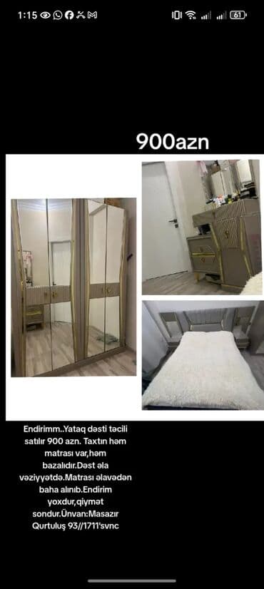 Endirimm. Yataq dəsti təcili satılır 900 azn. Taxtın həm matrası lalafo.az -da Endirimm. Yataq dəsti təcili satılır 900 azn. Taxtın həm matrası