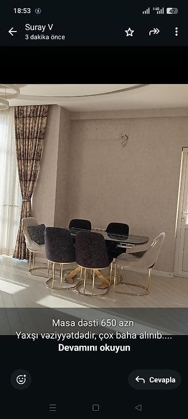 Masa dəsti 650 azn Yaxşı vəziyyətdədir, çox baha alınıb. Ünvan 4 mkr lalafo.az -da Masa dəsti 650 azn Yaxşı vəziyyətdədir, çox baha alınıb. Ünvan 4 mkr