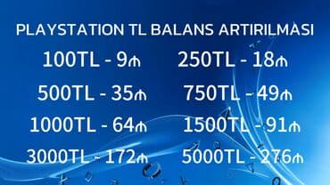 PLAYSTATION TÜRKİYƏ TL BALANS ARTIMI 💶100tl - 9₼💶 💴250tl - 18₼💴 lalafo.az -da PLAYSTATION TÜRKİYƏ TL BALANS ARTIMI 💶100tl - 9₼💶 💴250tl - 18₼💴