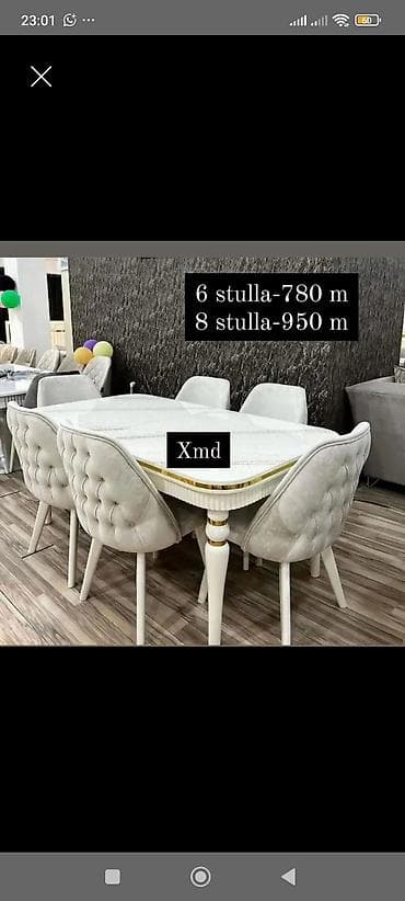 Yemək otağı dəsti – Xmd model - Zərif klassik tərzdə masa və yumşaq lalafo.az -da Yemək otağı dəsti – Xmd model - Zərif klassik tərzdə masa və yumşaq