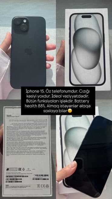 IPhone 15, 128 GB, Qara, Face ID lalafo.az -da IPhone 15, 128 GB, Qara, Face ID