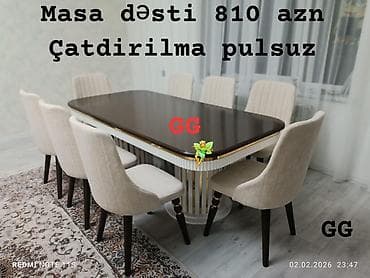 Mətbəx üçün, Yeni, Dördbucaq masa, 8 stul lalafo.az -da Mətbəx üçün, Yeni, Dördbucaq masa, 8 stul