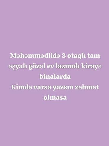 Məhəmmədli ərazisində kirayə üçün axtarış: - 3 otaqlı mənzil - Tam lalafo.az -da Məhəmmədli ərazisində kirayə üçün axtarış: - 3 otaqlı mənzil - Tam