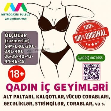 👙 Qadın Alt Geyimləri 🔸🇫🇷 🇹🇷 🇧🇷 🇮🇪 🇨🇳 🔹 təzə etikatkalı ✔️ 🔹 lalafo.az -da 👙 Qadın Alt Geyimləri 🔸🇫🇷 🇹🇷 🇧🇷 🇮🇪 🇨🇳 🔹 təzə etikatkalı ✔️ 🔹