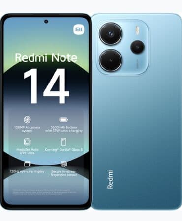 Redmi Note 14, 256 GB, rəng - Göy, Zəmanət, Sensor, Barmaq izi lalafo.az -da Redmi Note 14, 256 GB, rəng - Göy, Zəmanət, Sensor, Barmaq izi