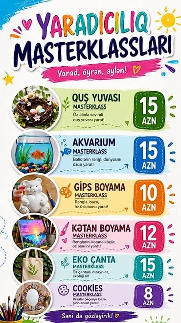 Yaradıcı Masterklasslar və Gips Fiqur Dəstləri 1) Yaradıcı lalafo.az -da Yaradıcı Masterklasslar və Gips Fiqur Dəstləri 1) Yaradıcı