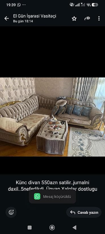 Künc divan 550azn satilir. jurnalni daxil. 5neferlikdi. Ünvan Xalqlar lalafo.az -da Künc divan 550azn satilir. jurnalni daxil. 5neferlikdi. Ünvan Xalqlar