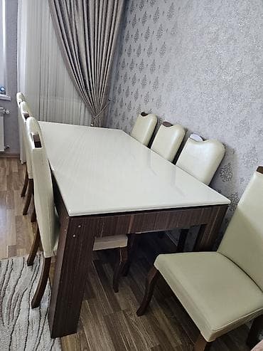 Для гостиной, Б/у, Квадратный стол, 6 стульев at lalafo.az Для гостиной, Б/у, Квадратный стол, 6 стульев