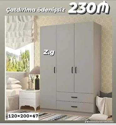 3 qapılı dolab - Rəng: açıq boz - Ölçülər: 120 × 200 × 47 sm - Daxili lalafo.az -da 3 qapılı dolab - Rəng: açıq boz - Ölçülər: 120 × 200 × 47 sm - Daxili
