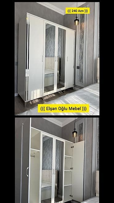 Yeni, 4 qapılı, Güzgülü, Ağ, Digər material, Açılan, Düz dolab lalafo.az -da Yeni, 4 qapılı, Güzgülü, Ağ, Digər material, Açılan, Düz dolab
