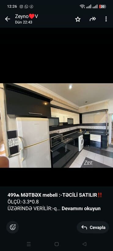 *499₼ MƏTBƏX mebeli :-TƏCİLİ SATILIR*‼️ ÖLÇÜ:-3.3*0.8 ÜZƏRİNDƏ lalafo.az -da *499₼ MƏTBƏX mebeli :-TƏCİLİ SATILIR*‼️ ÖLÇÜ:-3.3*0.8 ÜZƏRİNDƏ