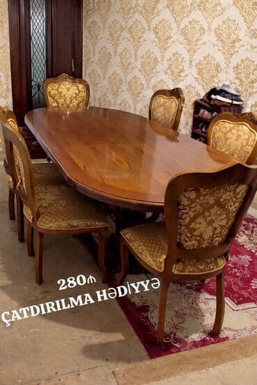 Qonaq otağı üçün, İşlənmiş, Oval masa, 6 stul lalafo.az -da Qonaq otağı üçün, İşlənmiş, Oval masa, 6 stul