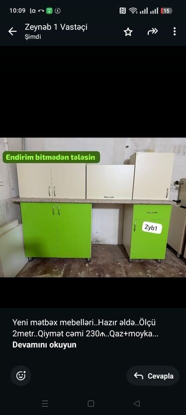 Yeni mətbəx mebelləri. Hazır əldə. Ölçü 2metr. Qiymət cəmi lalafo.az -da Yeni mətbəx mebelləri. Hazır əldə. Ölçü 2metr. Qiymət cəmi