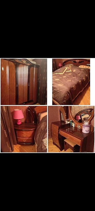 Двуспальная кровать, Тумба, Комод, Трюмо, Б/у at lalafo.az Двуспальная кровать, Тумба, Комод, Трюмо, Б/у