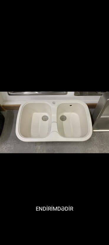 Mətbəx üçün ikigözlü qranit kompozit lavabo - Rəng: açıq krem (xırda lalafo.az -da Mətbəx üçün ikigözlü qranit kompozit lavabo - Rəng: açıq krem (xırda