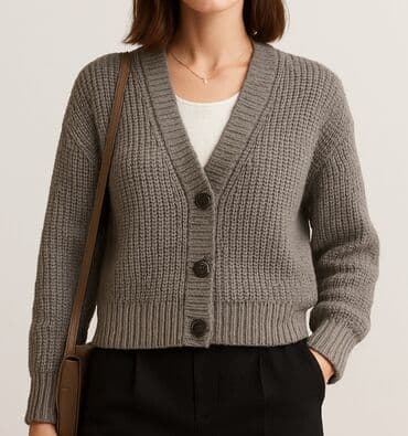 Qadın kardiqanı – boz rəng, qısa kəsim M razmer - Model: V-yaxa, 3 lalafo.az -da Qadın kardiqanı – boz rəng, qısa kəsim M razmer - Model: V-yaxa, 3