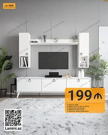 Minimalist TV altlığı və divar dolabı dəsti - Model: La Mini - at lalafo.az Minimalist TV altlığı və divar dolabı dəsti - Model: La Mini -