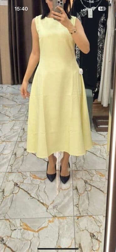 Zərif sarı rəngdə midi don - Model: qolsuz, dairəvi yaxa - Kəsim lalafo.az -da Zərif sarı rəngdə midi don - Model: qolsuz, dairəvi yaxa - Kəsim