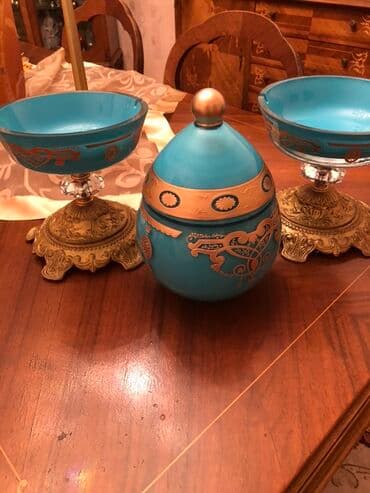 Türküz rəngli şüşə dekor dəsti - Dəst: 3 hissədən ibarət – 2 ədəd lalafo.az -da Türküz rəngli şüşə dekor dəsti - Dəst: 3 hissədən ibarət – 2 ədəd