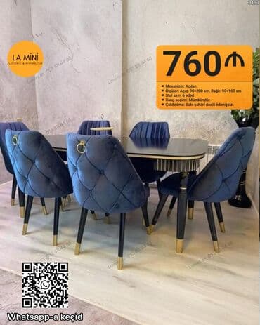 Mətbəx üçün, Açılan, Dördbucaq masa, 6 stul lalafo.az -da Mətbəx üçün, Açılan, Dördbucaq masa, 6 stul