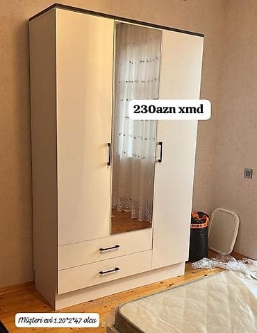 - 3 qapılı paltar şkafı, orta qapıda güzgü - İki alt çekməce, rahat at lalafo.az - 3 qapılı paltar şkafı, orta qapıda güzgü - İki alt çekməce, rahat