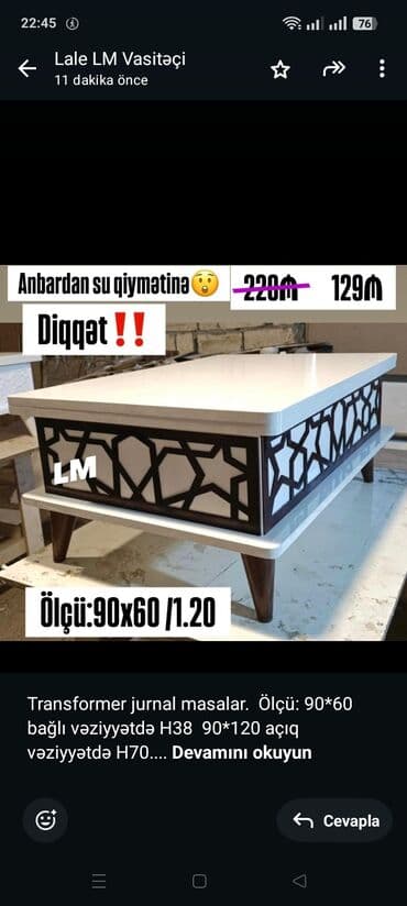 Transformer jurnal masalar. Ölçü: 90*60 bağlı vəziyyətdə H38 90*120 lalafo.az -da Transformer jurnal masalar. Ölçü: 90*60 bağlı vəziyyətdə H38 90*120